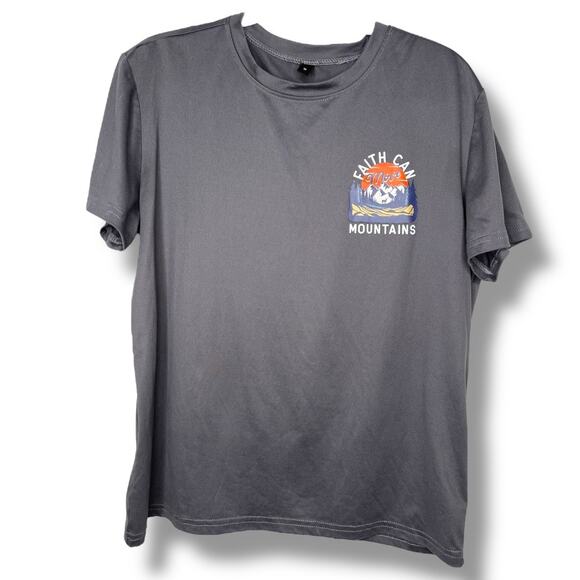 Faith Can Move Mountains Silk Screen Graphic Tee Shirt Size Medium - Picture 1 of 5